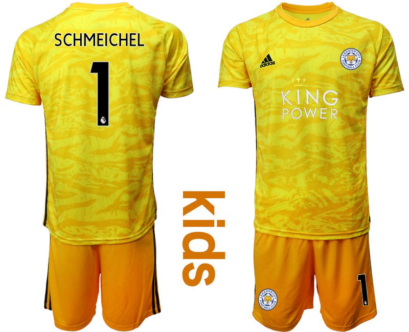 Youth 2019-2020 club Leicester City yellow goalkeeper #1 Soccer Jerseys